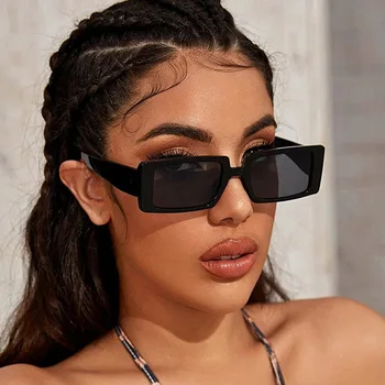Слънчеви Очила Дамски Модни Правоъгълник 2020 Марката Дизайн Черна Дебели Рамки UV400 слънчеви очила Слънчеви Очила Женски