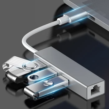 USB Type C HUB Ethernet RJ-45 Мрежов Адаптер, Lan, USB 3,0 2,0 ХЪБ За Лаптоп Сплитер Кабел за MacBook Pro Samsung Аксесоари за КОМПЮТРИ