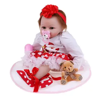 Чудесен подарък – 22-инчовата Кукла-Реборн, Кафяви Очи, Вкоренени Мохеровая Фалшива Кукла За Новородени