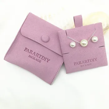 50 броя в розово-червената чанта копчета, персонализирани с картата-подложка, чанта за опаковане на бижута, индивидуален лого, елегантна малка чанта от микрофибър