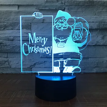Нов Продукт за нощна светлина Сензорен Пулт за Дистанционно Управление USB Прекрасна 7 цвята промяна 3D Лампа Коледен подарък за детска стая светлини